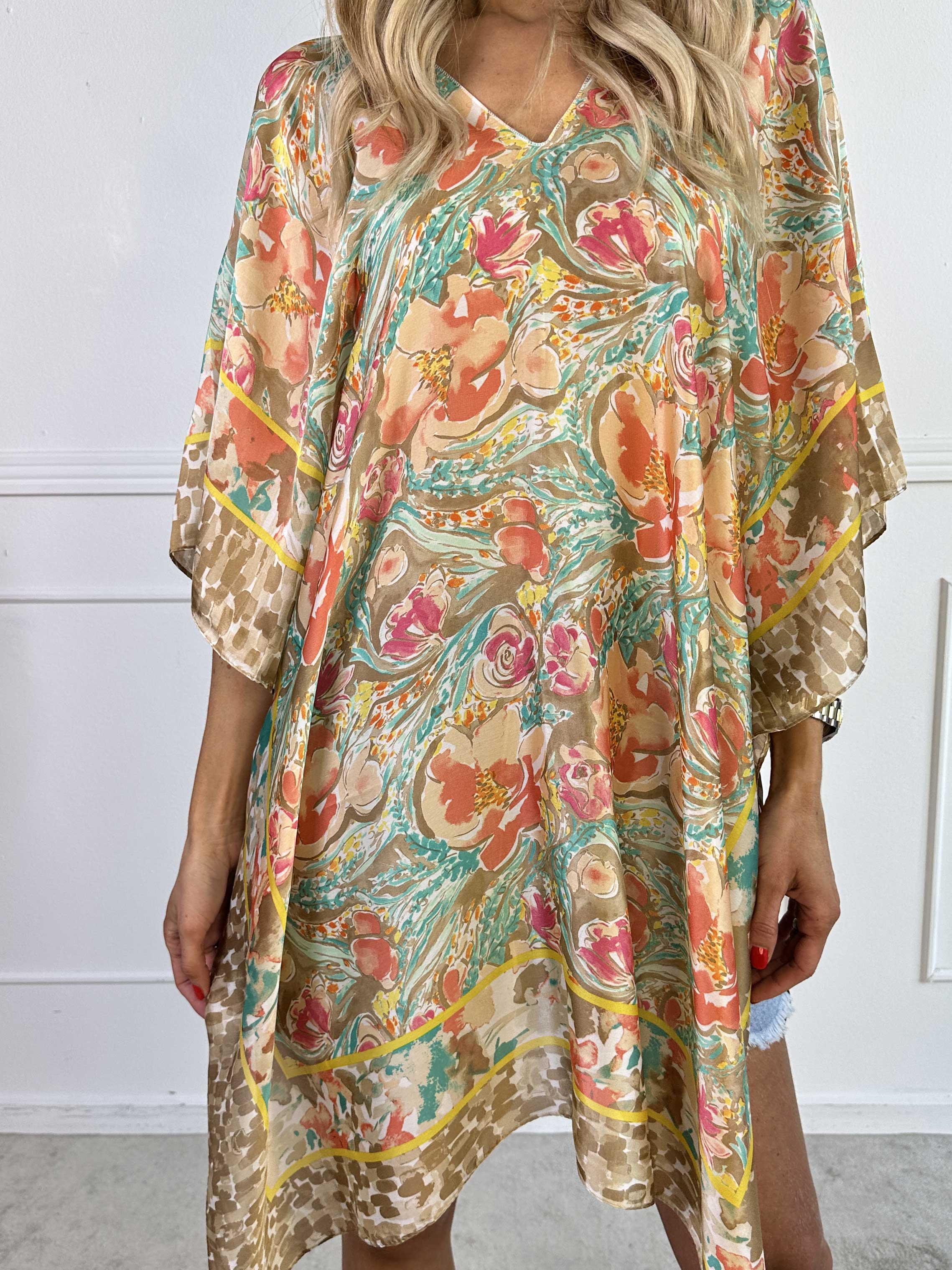 Fryd - Mönstrad tunika i mjuk viskos och siden